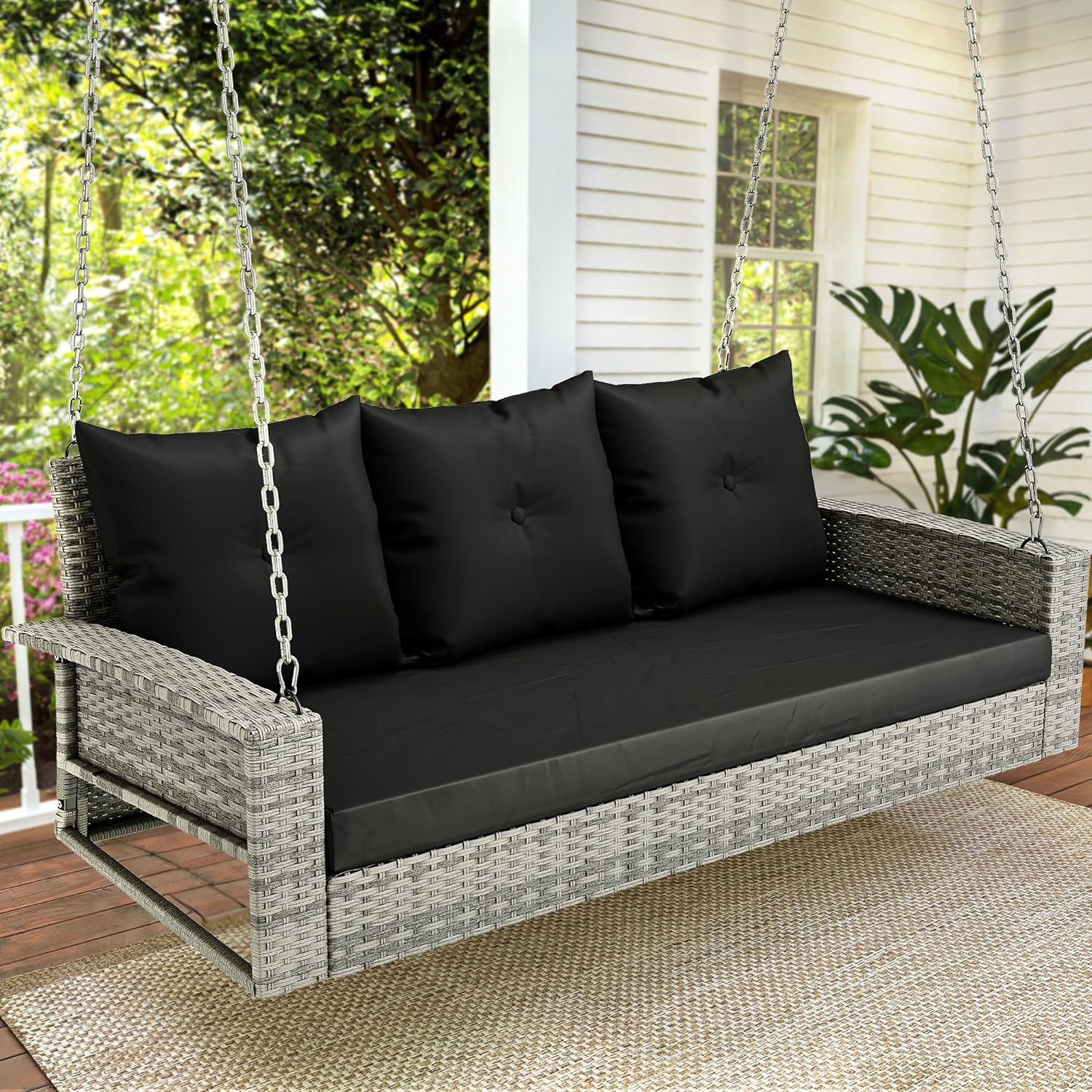 Hanging porch swing with cushions hotsell