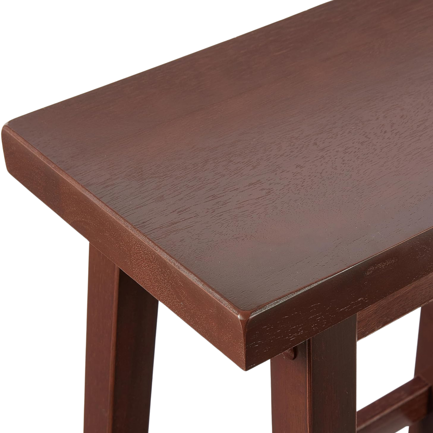 Bar Stool Set of Two Counter Height for Kitchen | Dark Wood from AHF Depot - Close-up image of dark Woodgrain Finish Pattern against a clean white background.