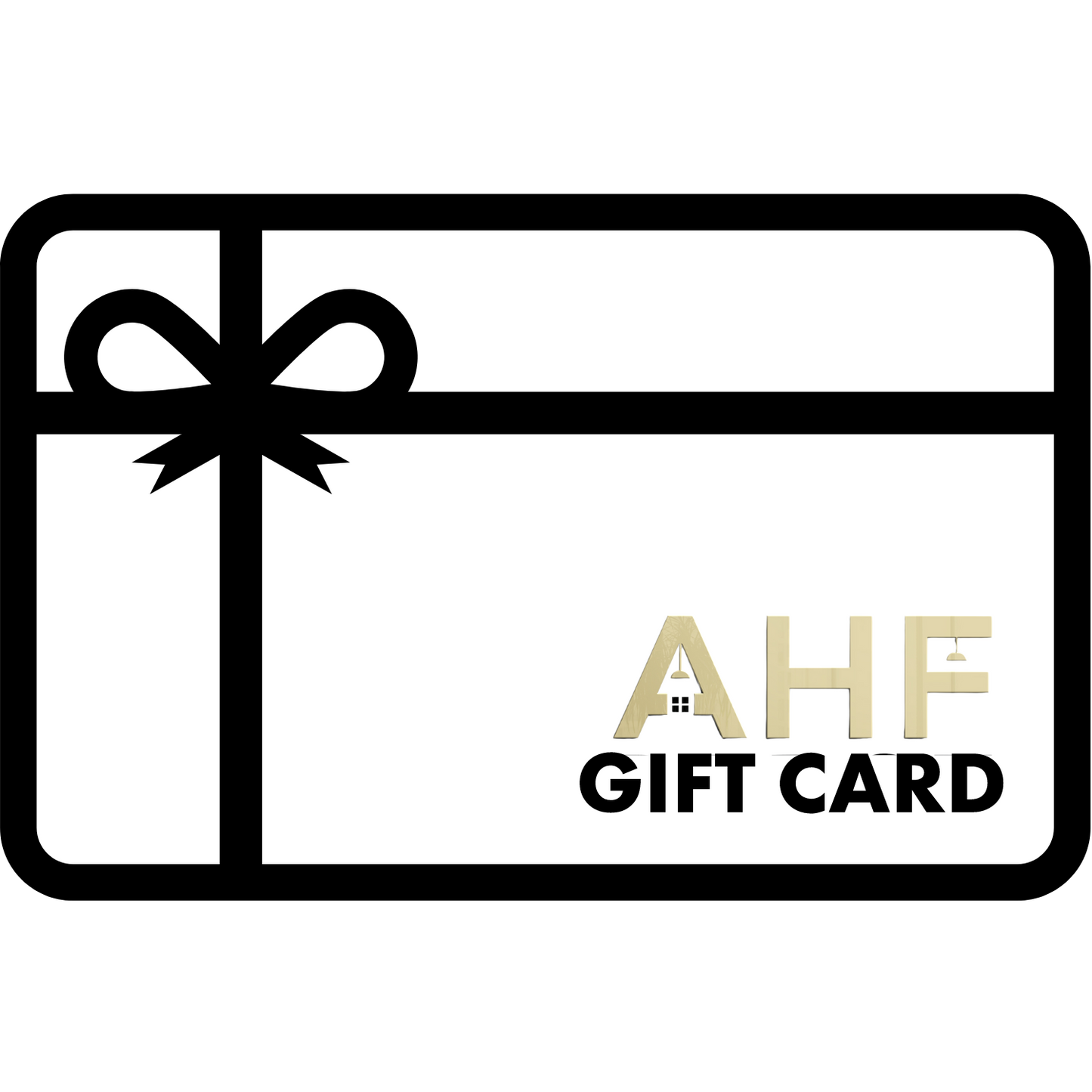 eGift Card for AHF Depot | Never Expires - Black AHF Depot gift cards with solid white background and logo. Perfect for any occasion.