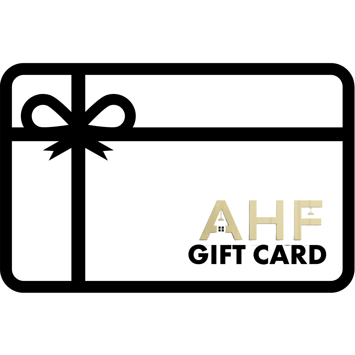 eGift Card for AHF Depot | Never Expires - Black AHF Depot gift cards with solid white background and logo. Perfect for any occasion.